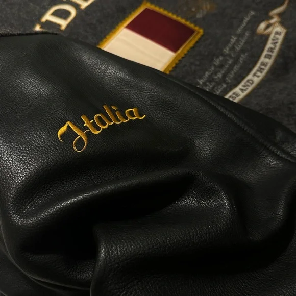 Italia Men's Black and Gray Bomber Jacket. MONDETTA - Picture 2 of 15